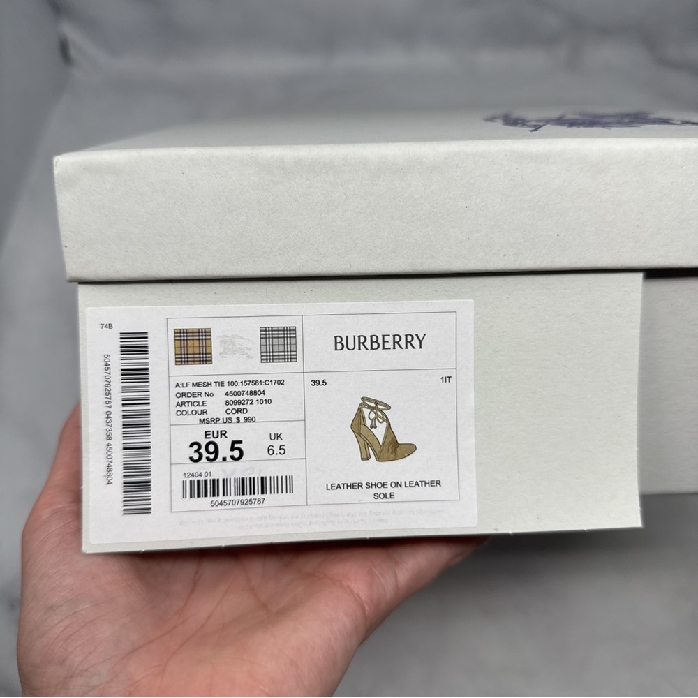 NEW Burberry Prorsum Embroidered Logo Mesh Ankle Wrap Tie Sandal Pump Heels 39.5 - Picture 14 of 16